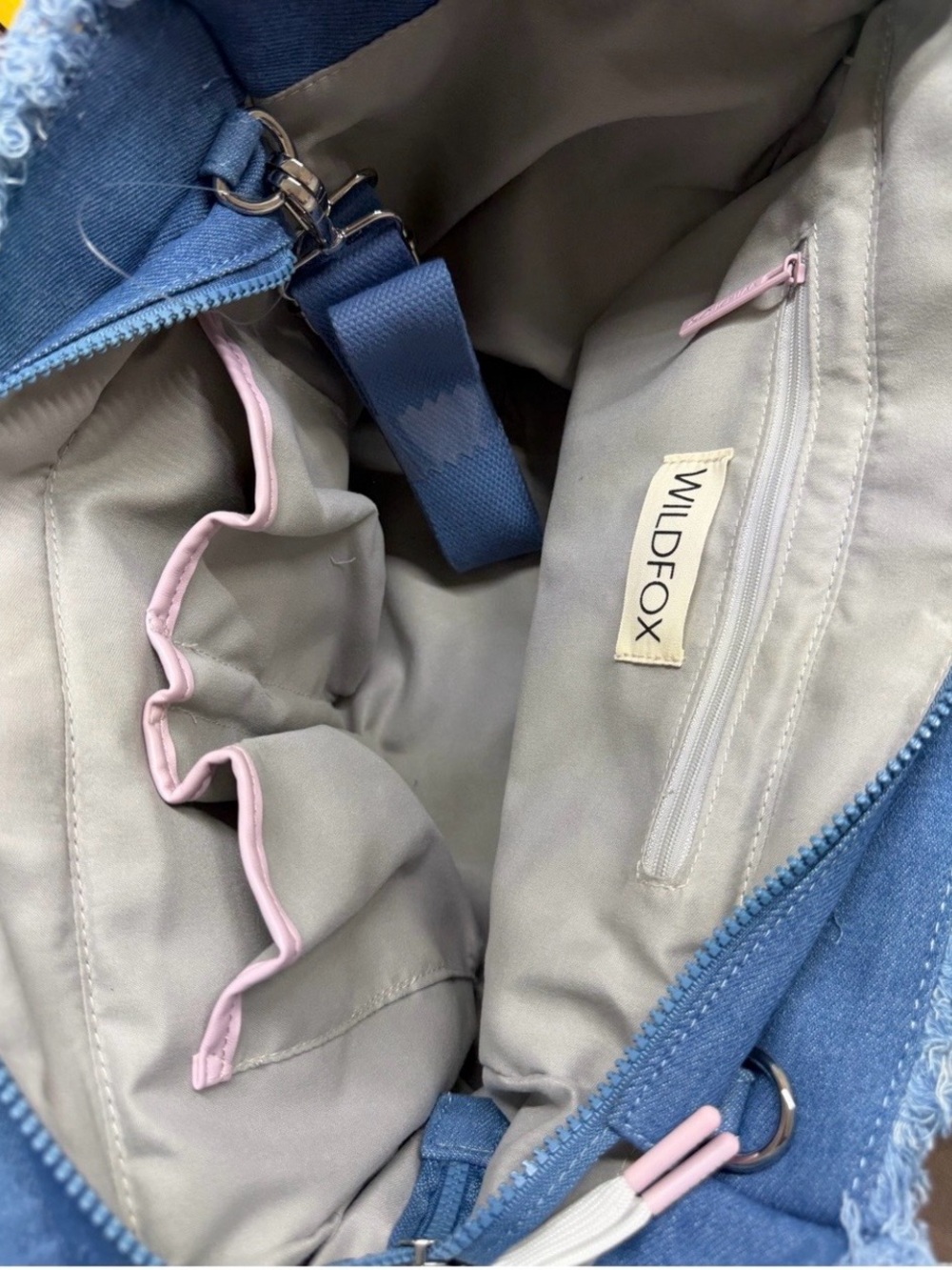 NWT Wildfox Denim Frayed Tote Bag - Blue - Picture 6 of 6